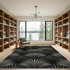 Art Deco Black Palm Fan Rug