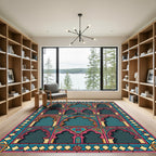 Courageous Teal Pink Arches Floral Rug