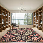 Vintage Pink Floral Damask Scroll Rug