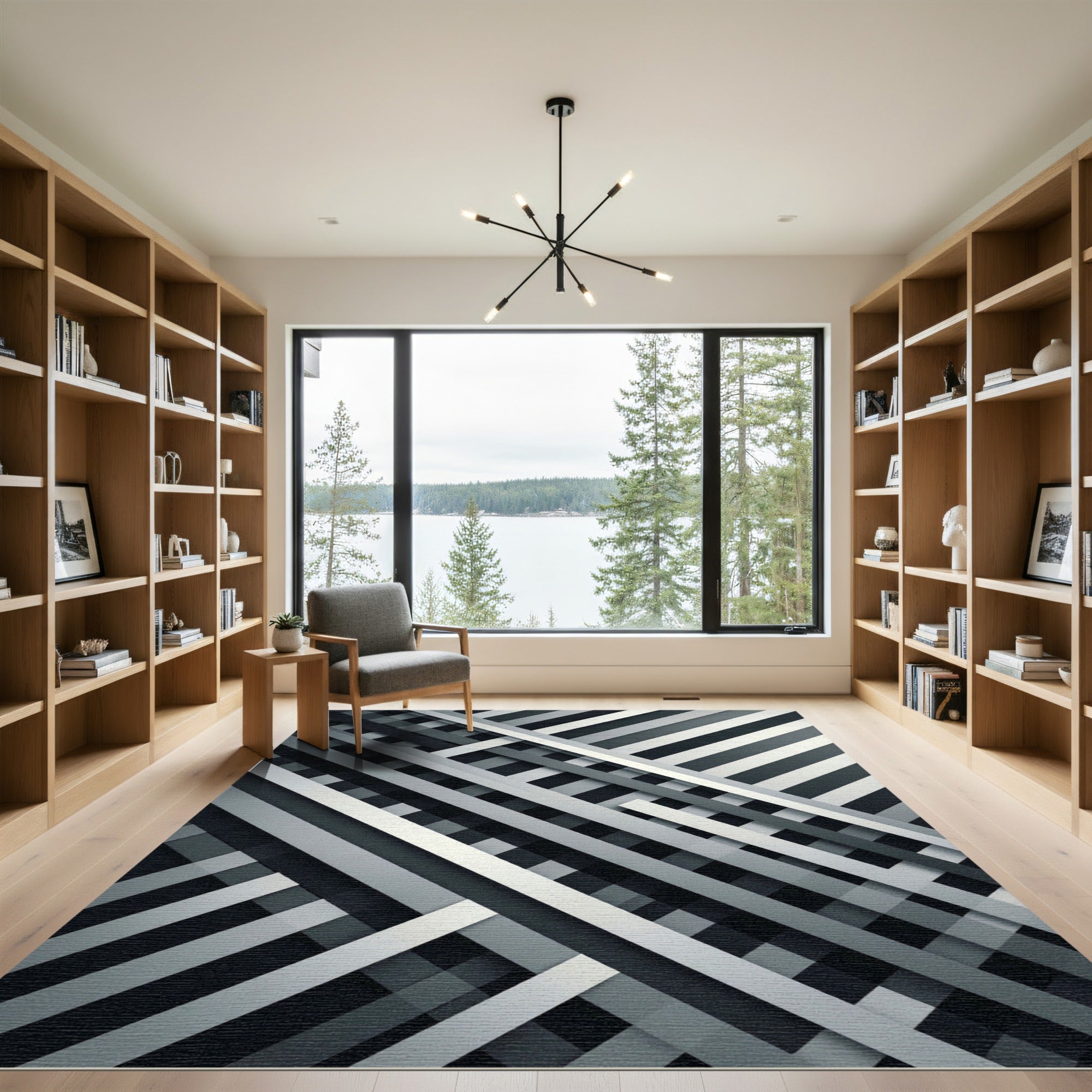 Monochromatic Intersecting Slats Stripe Rug