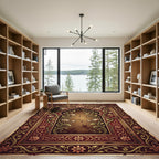 Ornate Crimson Floral Archway Tapestry Rug