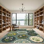 Sage Botanical Meadow Wildflower Stamp Collection Rug