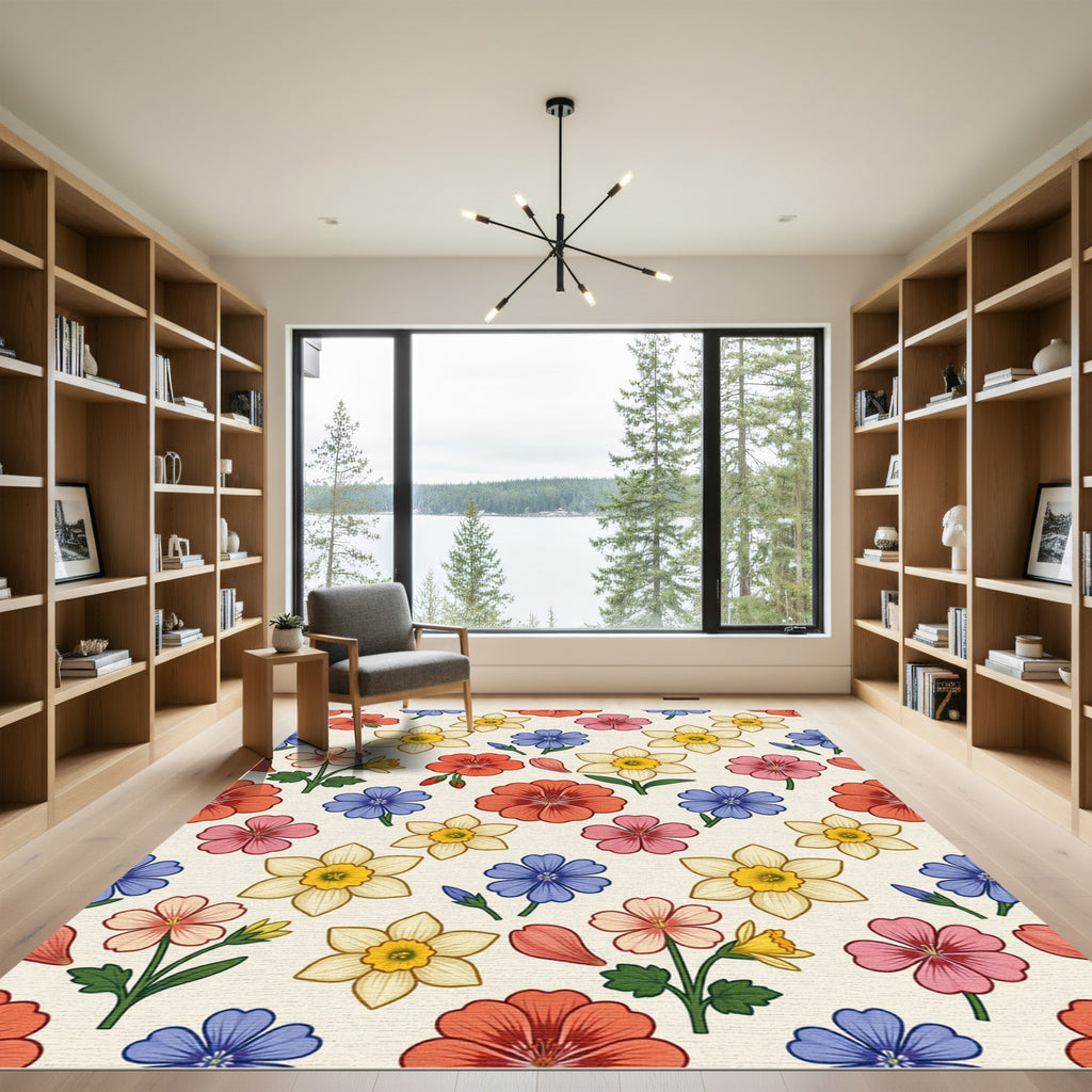 Vibrant Floral Garden Collection Rug