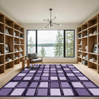 Purple Grid Windowpane Compositions Rug