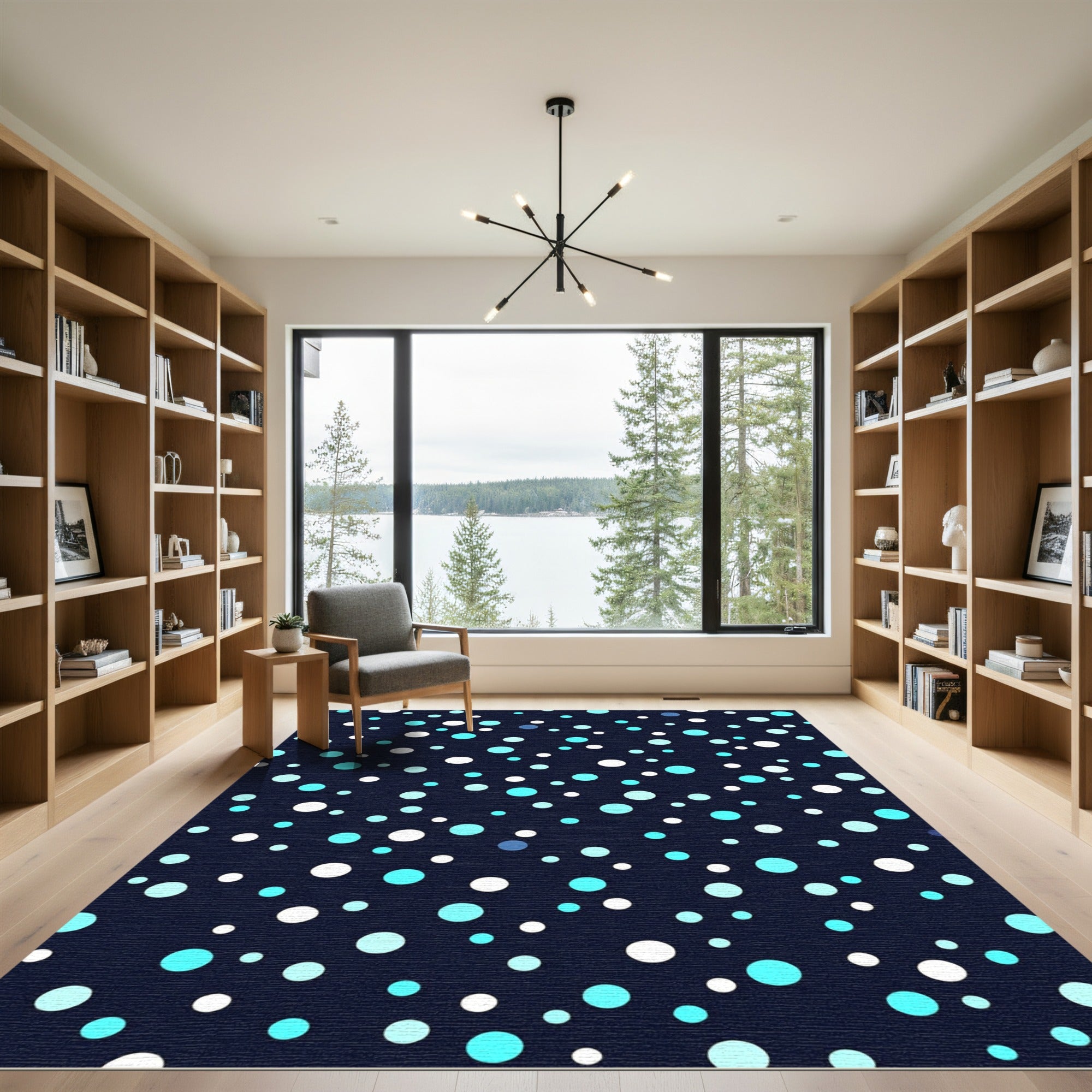 Navy Blue Sky Dot Cluster Rug