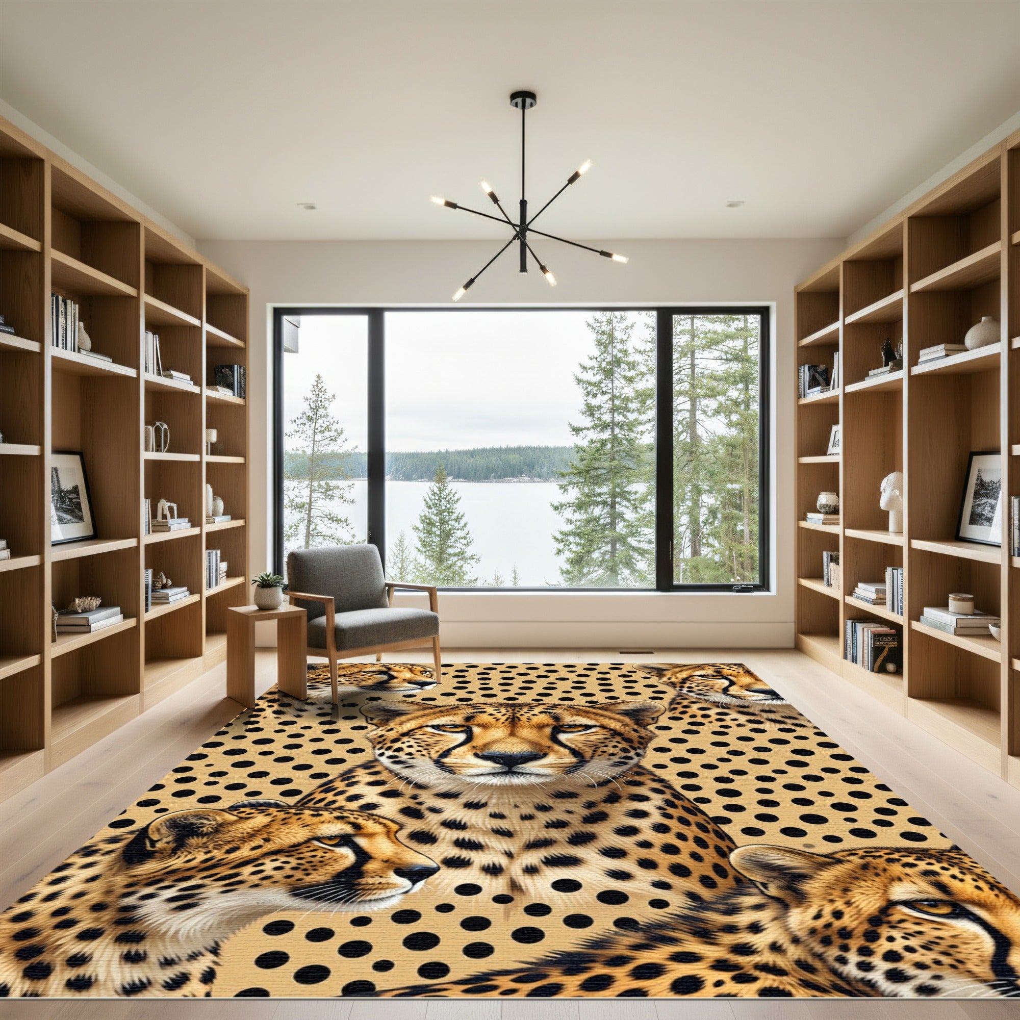 Realistic Cheetah Spotted Tan Animal Art Rug
