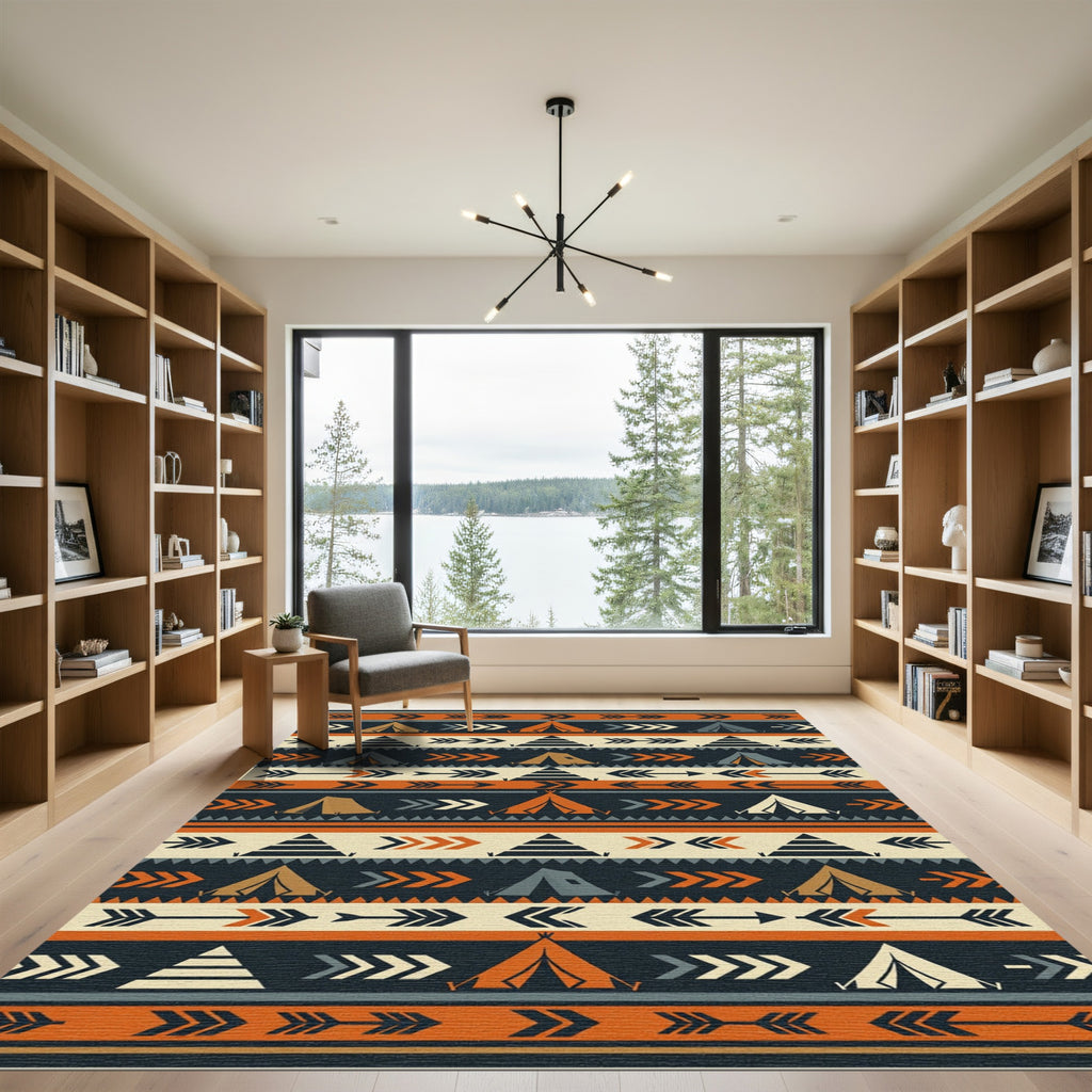 Burnt Orange Geometric Camping Arrow Rug