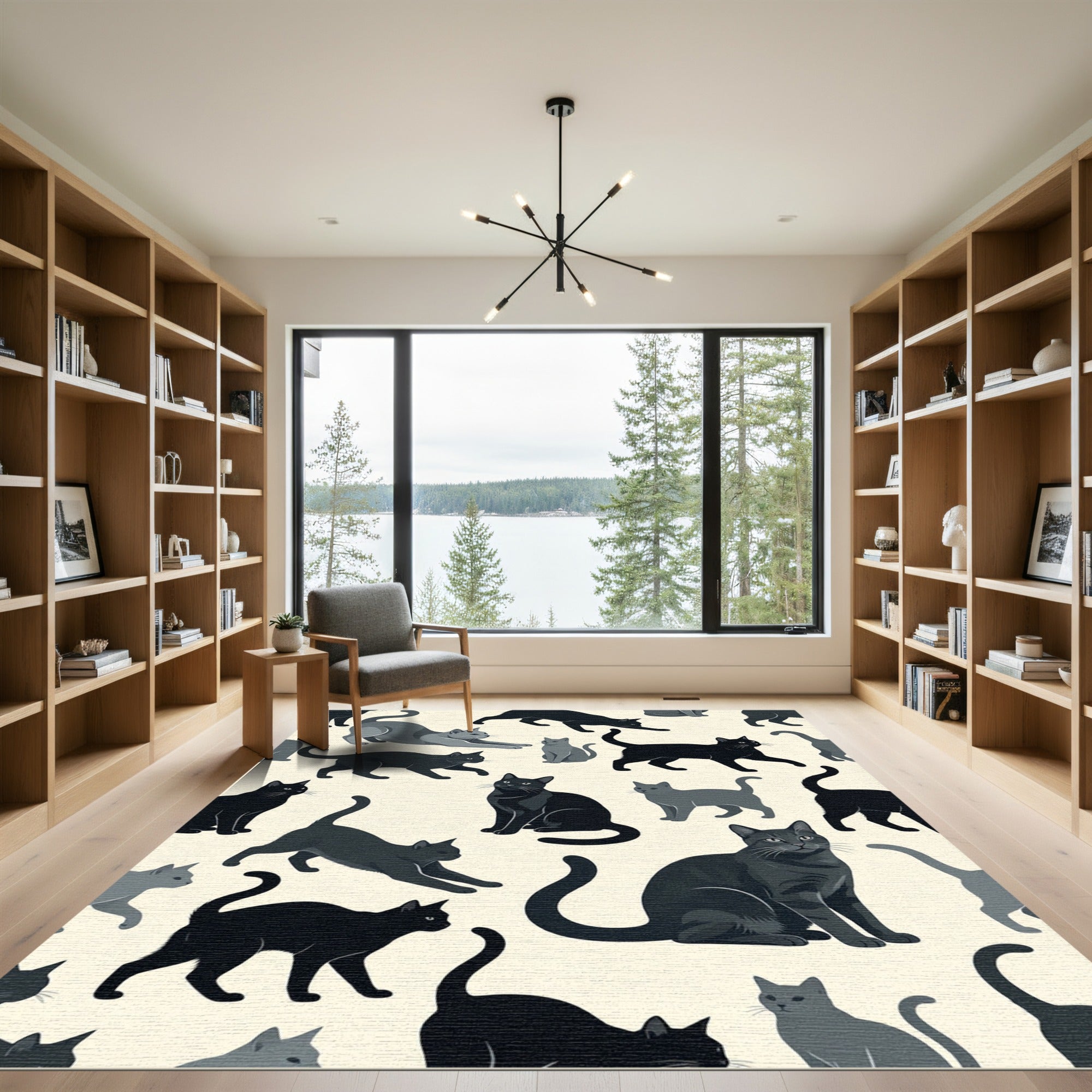Gray Black Cat Crowd In Many Poses Rug