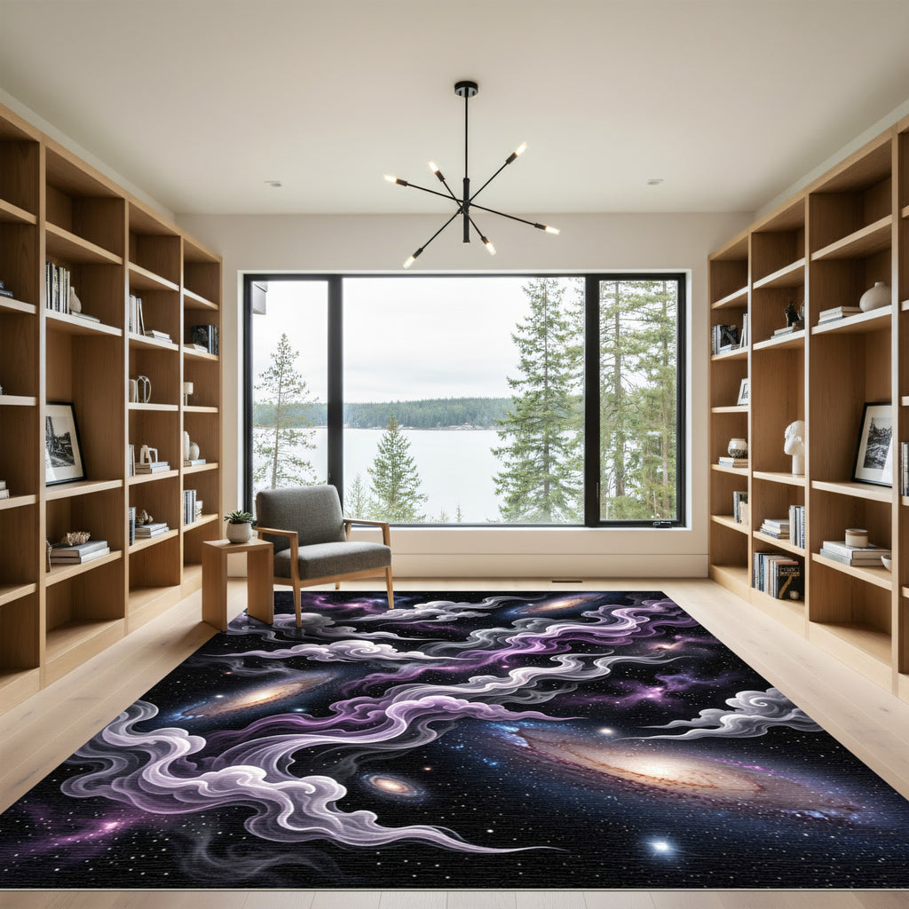 Cosmic Purple Nebula Swirl Galaxy Rug