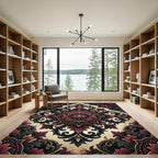 Gothic Velvet Crimson Floral Medallion Rug