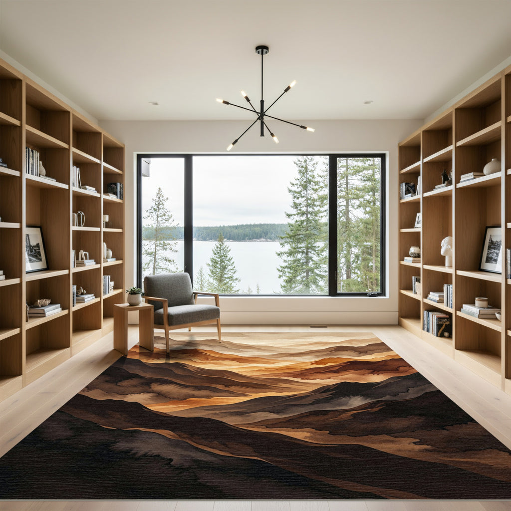 Earthy Tone Layered MountainScape Rug