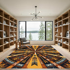Geometric Golden Arrow Radial Tapestry Rug