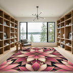 Elegant Pink Floral Lotus Medallion Rug