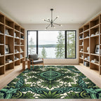 Verdant Emerald Scrollwork Medallion Rug