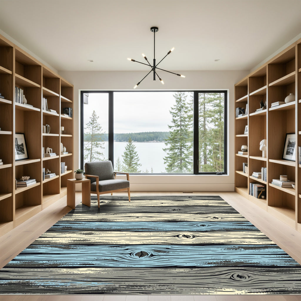 Weathered Wood Grain Stripes Rug