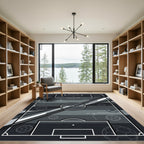 Modern Monochrome Soccer Abstract Grid Rug