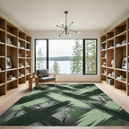 Green Brushstroke Intersecting Lines Rug