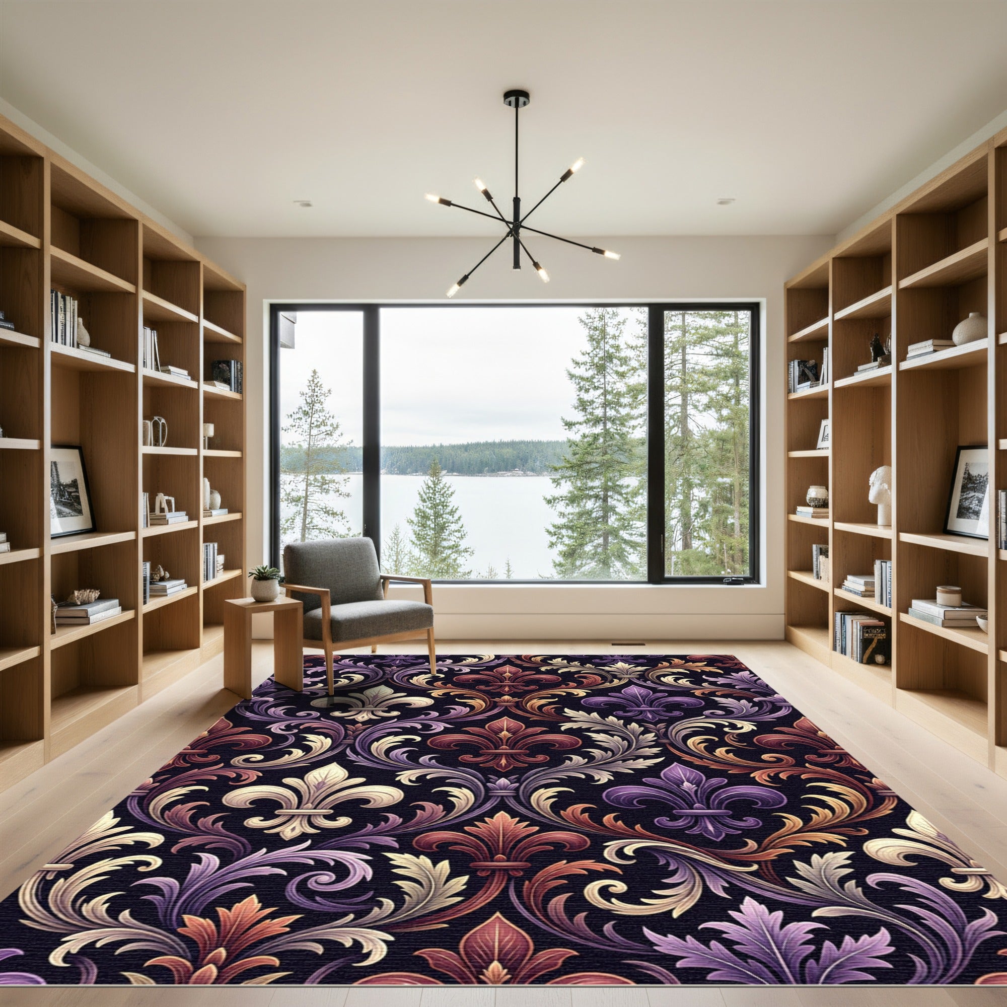 Royal Purple and Gold Fleur-de-lis Rug