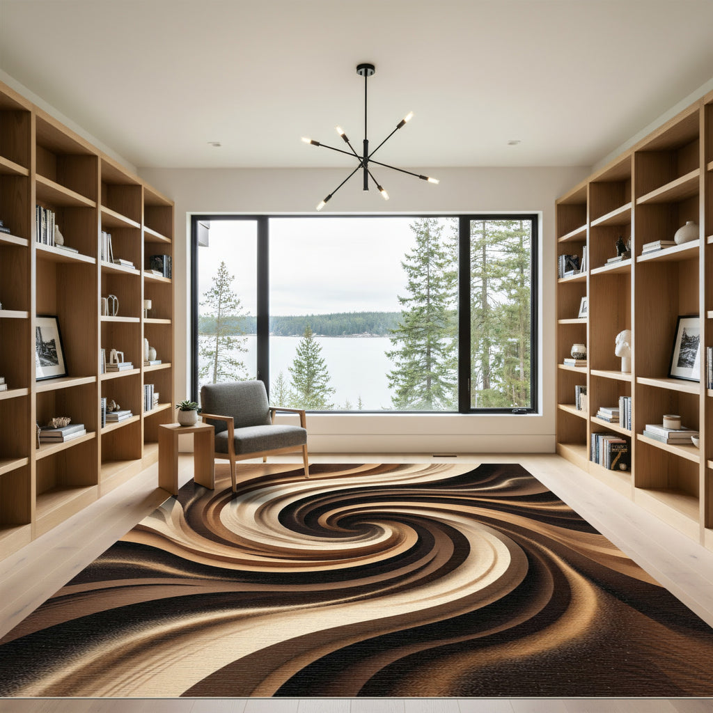 Earthy Swirl Abstract Flow Rug
