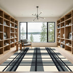Classic Black Gray Plaid Weave Rug