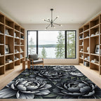 Monochromatic Lush Peony Garden Rug