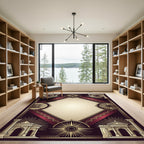 Neoclassical Gold Ruby Diamond Frame Rug