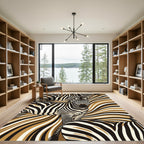 Monochrome Zebra Stripe Earth Tone Art Rug