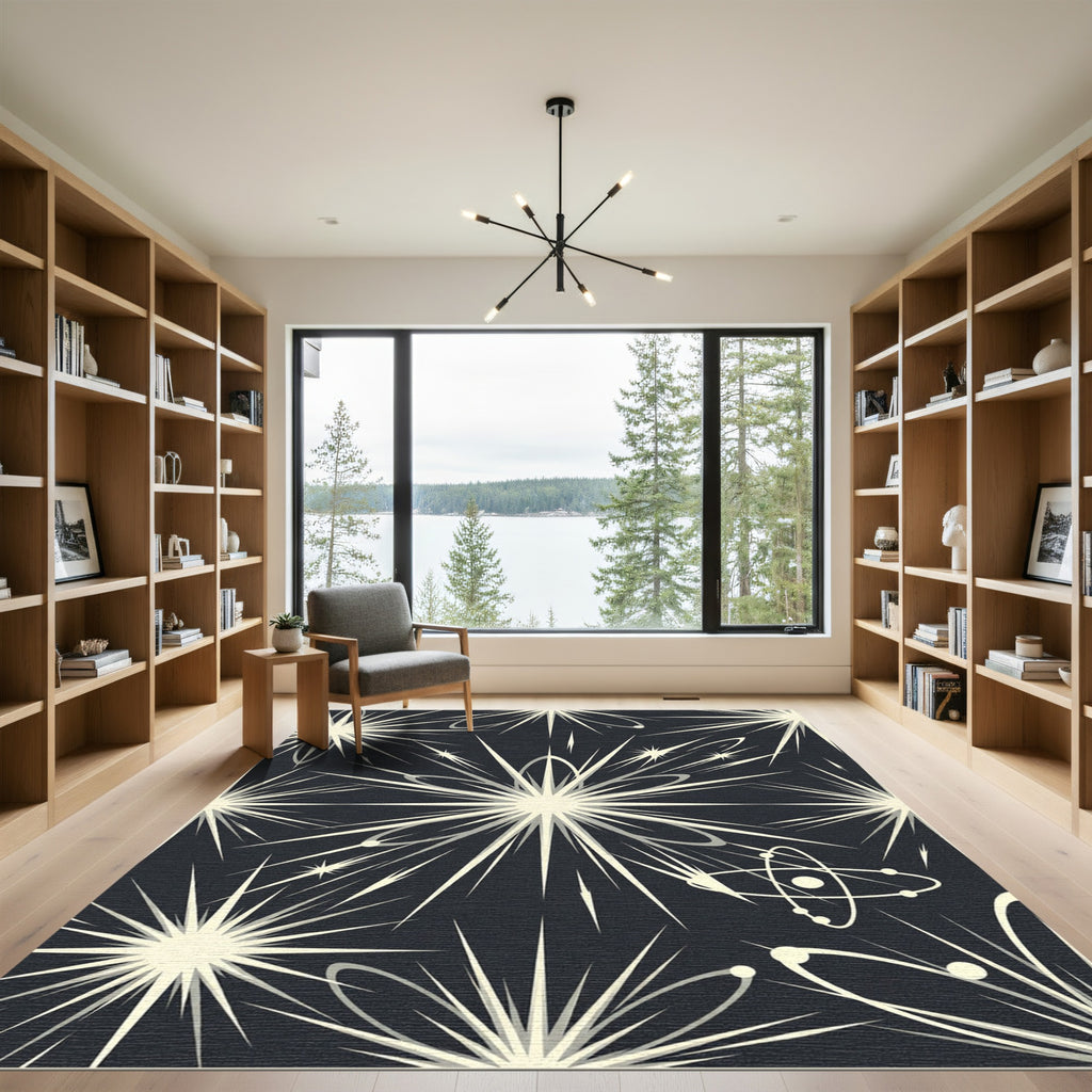 Retro Starburst Atomic Orbit Rug