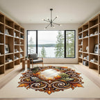 Ornate Gold and Black Acanthus Leaf Garland Rug
