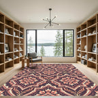 Rose Gold Floral Arabesque Medallion Rug