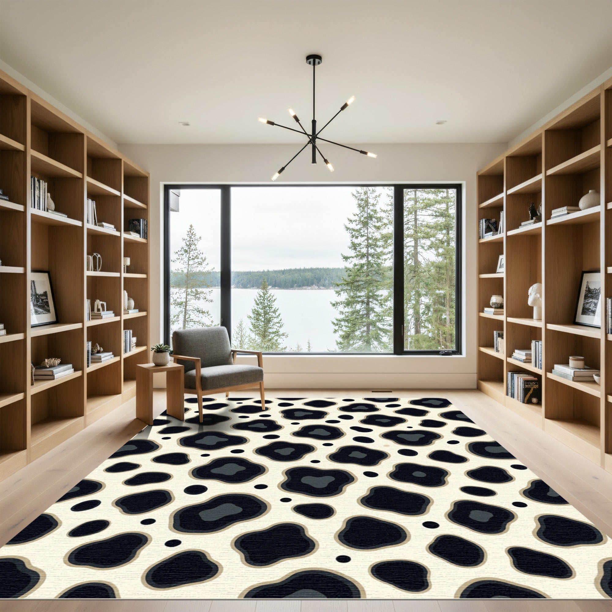 Modern Minimalist Monochrome Leopard Spot Rug
