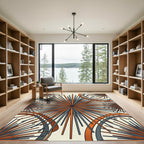 Mid Century Orange Gray Starburst Rug