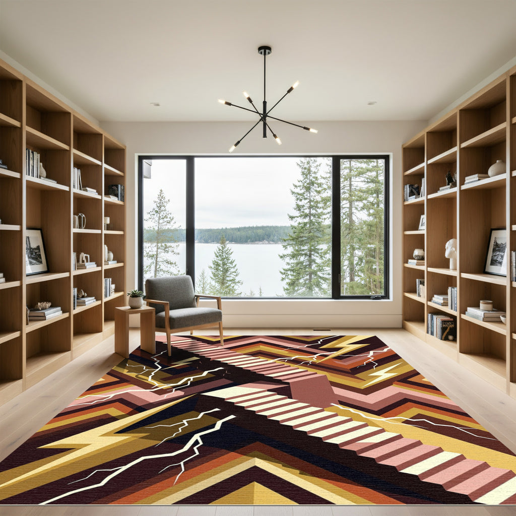 Geometric Staircase Lightning Graphic Rug