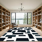 Minimalist Monochrome Geometric Block Abstract Rug