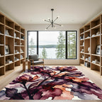 Ethereal Plum Watercolor Floral Art Rug