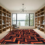 Fiery Orange Wood Grain Weave Rug