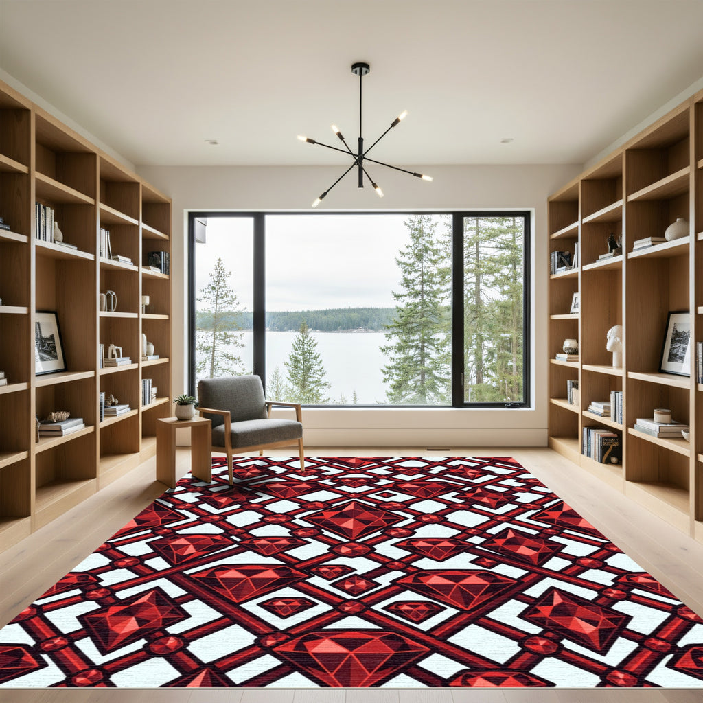 Crimson Gem Lattice Rug