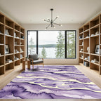 Abstract Watercolor Purple Rippled Flow Rug
