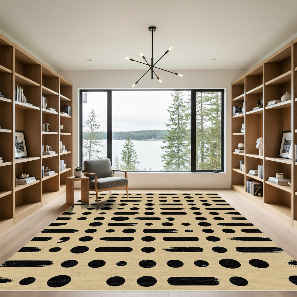 Black Dots Brush Strokes Composition Rug