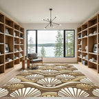Beige Scallop Shell Wavy Coastal Accent Rug