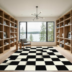 Black White Checkerboard Dimensional Squares Rug