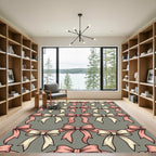 Soft Pink Bow Ribbon Drapery Rug