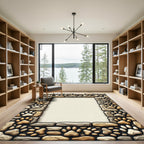 Neutral Stone Frame with Paw Prints Rug