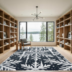 Elegant White Icicle Winter Snowflake Rug