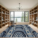 Royal Blue Geometric Archway Court Rug
