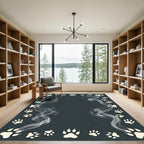 Smoky Charcoal Paw Footprint Border Rug