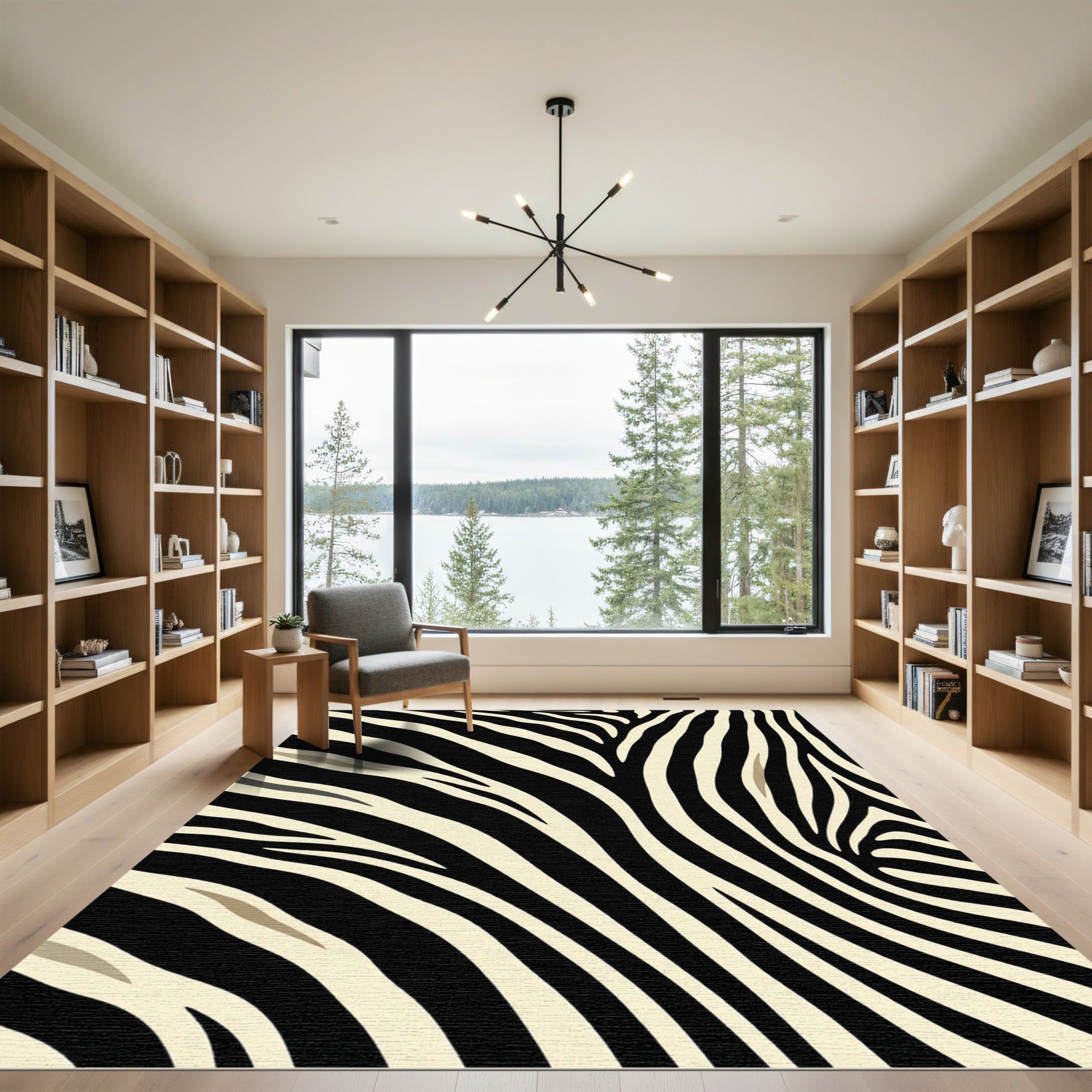 Black Cream Zebra Stripe Rug