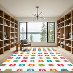 Alphabet Animal Colorful Roundels Rug