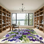 Watercolor Purple Phlox Garden Floral Rug