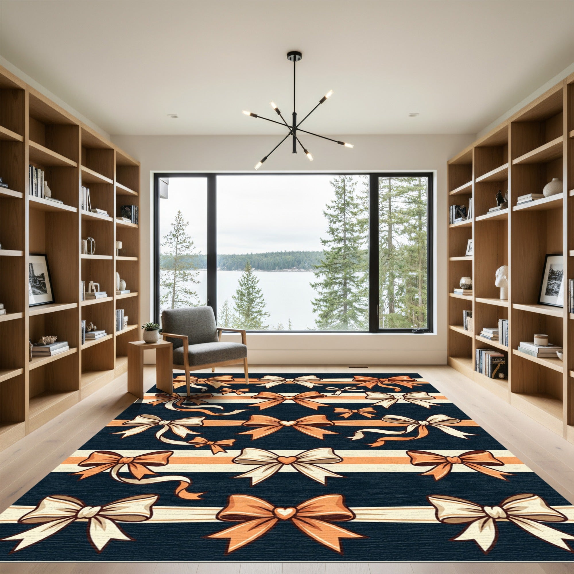 Orange and Cream Bow Stripes Rug